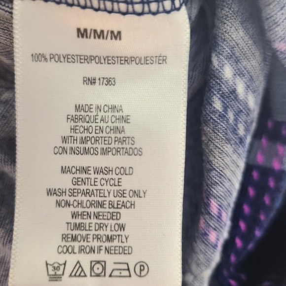 DKNY Navy Blue, Pink & White Button-Down Sleepshirt with Pockets, Size Medium - Picture 9 of 9